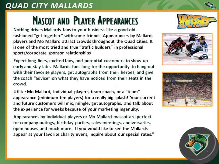 Mascot and Player Appearances