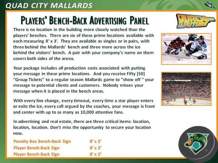 Players' Bench-Back Advertising