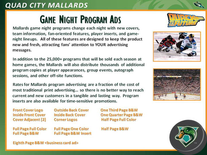 Game Night Program Ads